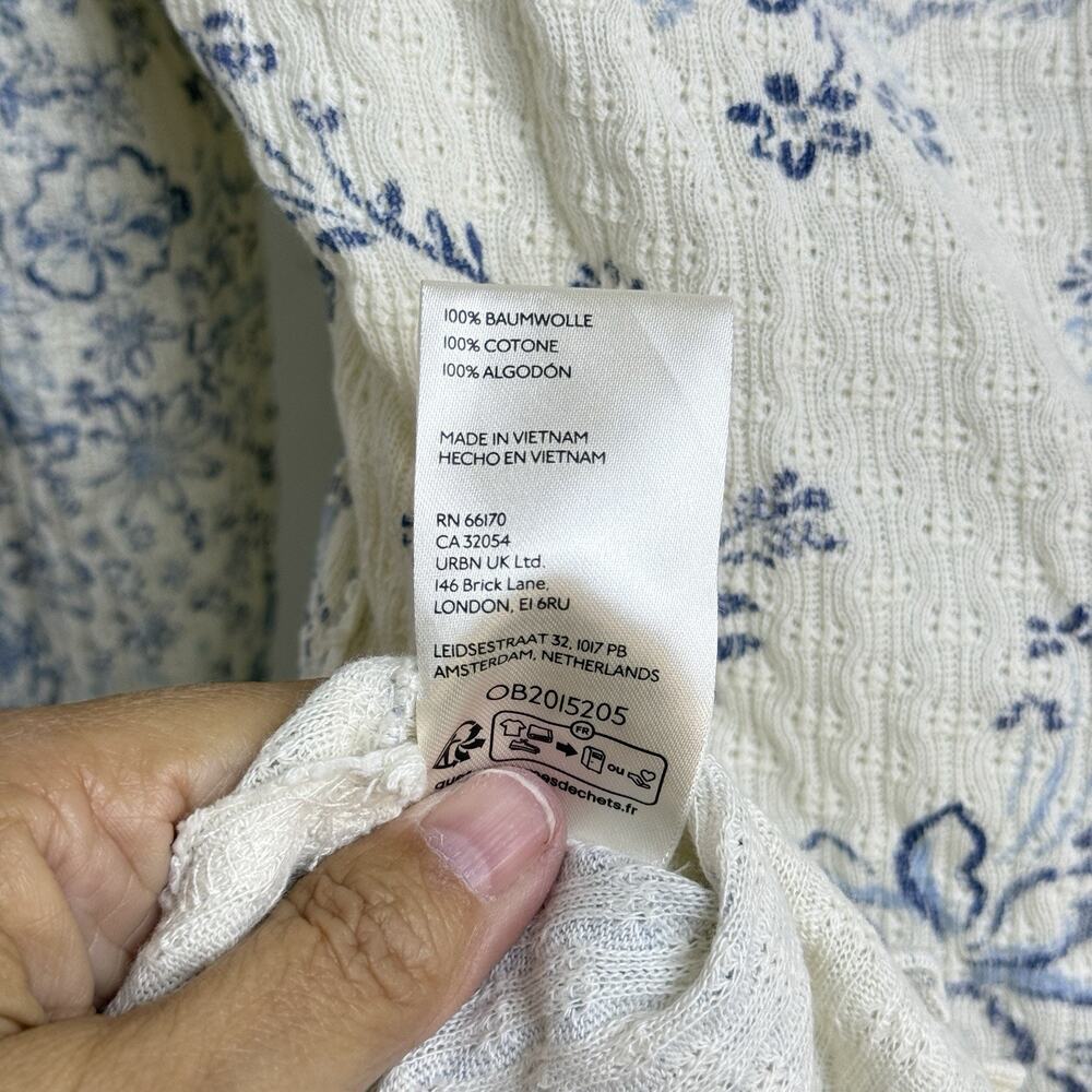We The Free Clover Printed Thermal Blue Floral Lettuce Hem Womens S Granola girl - Picture 8 of 9
